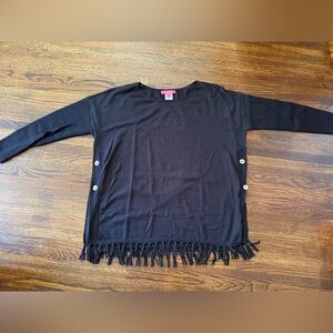 Lilly Pulitzer Fringe Sweater with Button Accents